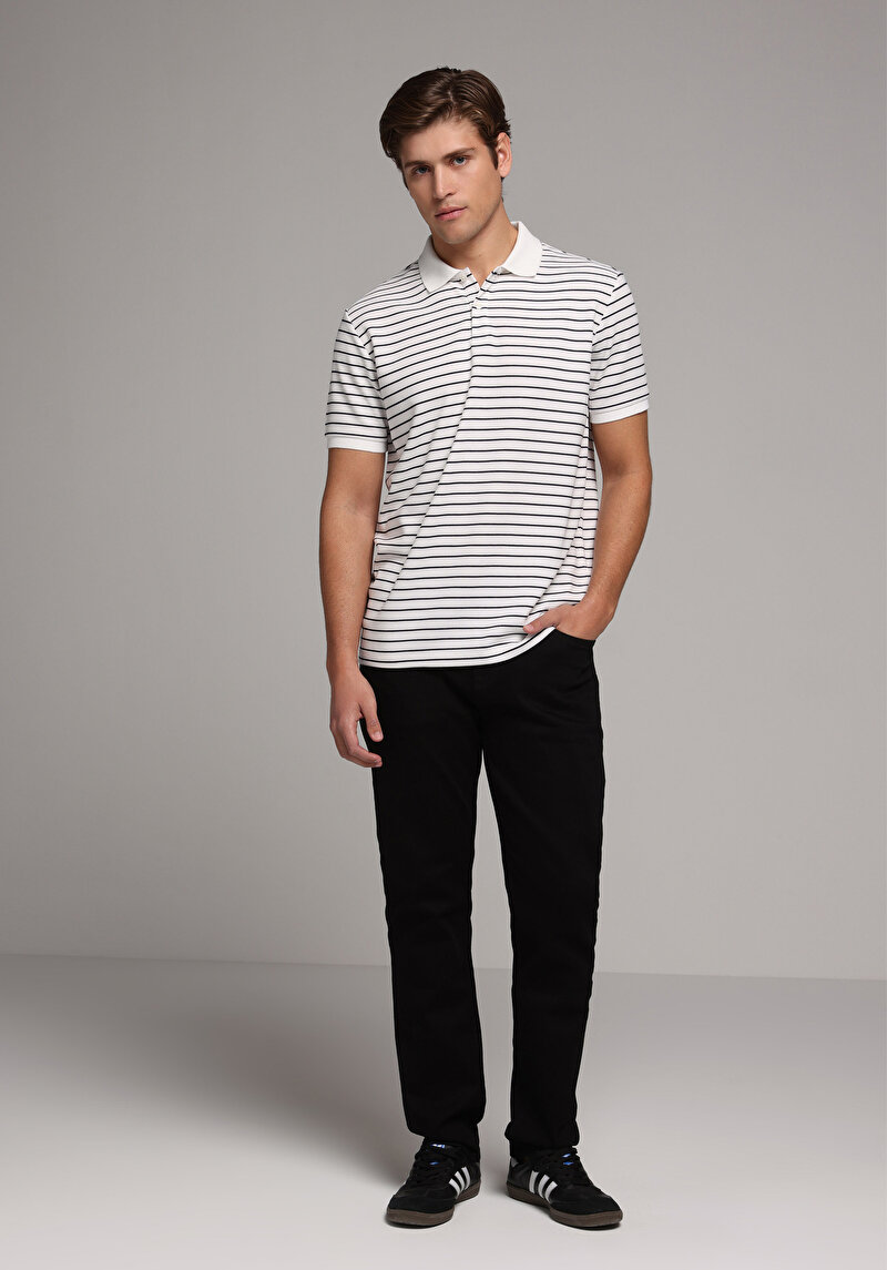 Imagine a Regular Fit Mid Waist Slim Leg Blugi Negri Pentru Bărbați