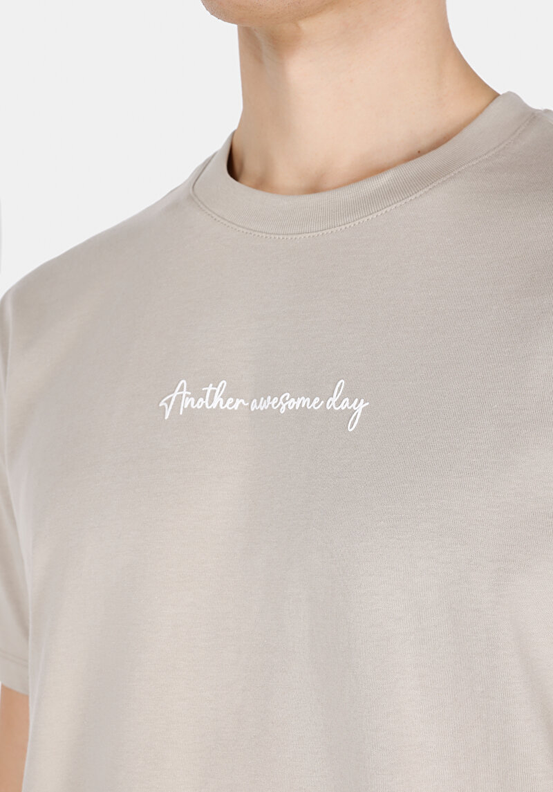 Imagine a Tricou Cu Maneca Scurta De Barbati Bej Comfort Fit Cl1071872