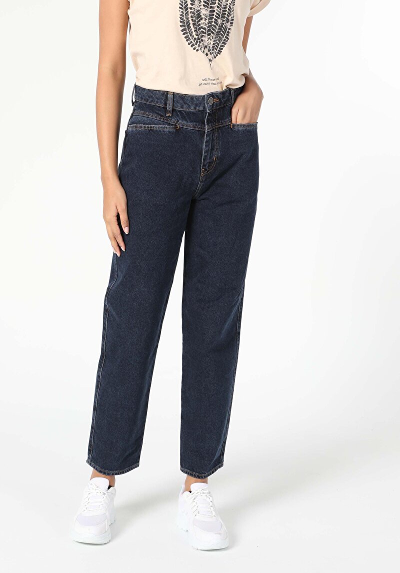 Imagine a Lungime Mare Fit Talie Shrinking Leg Blugi Din Denim Pentru Femei