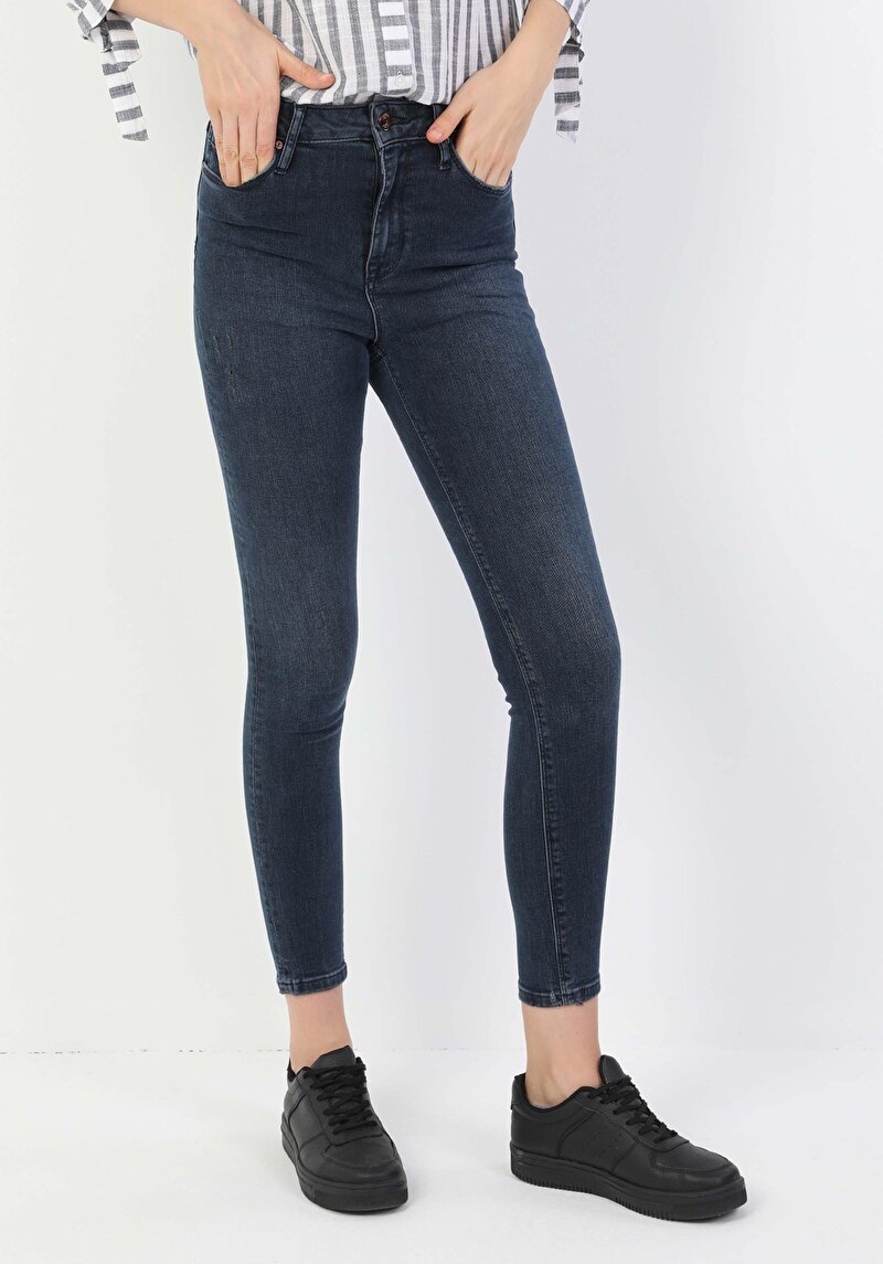 Imagine a Pantaloni De Dama Albastru Inchis Super Slim Fit 760 Diana Cl1048734
