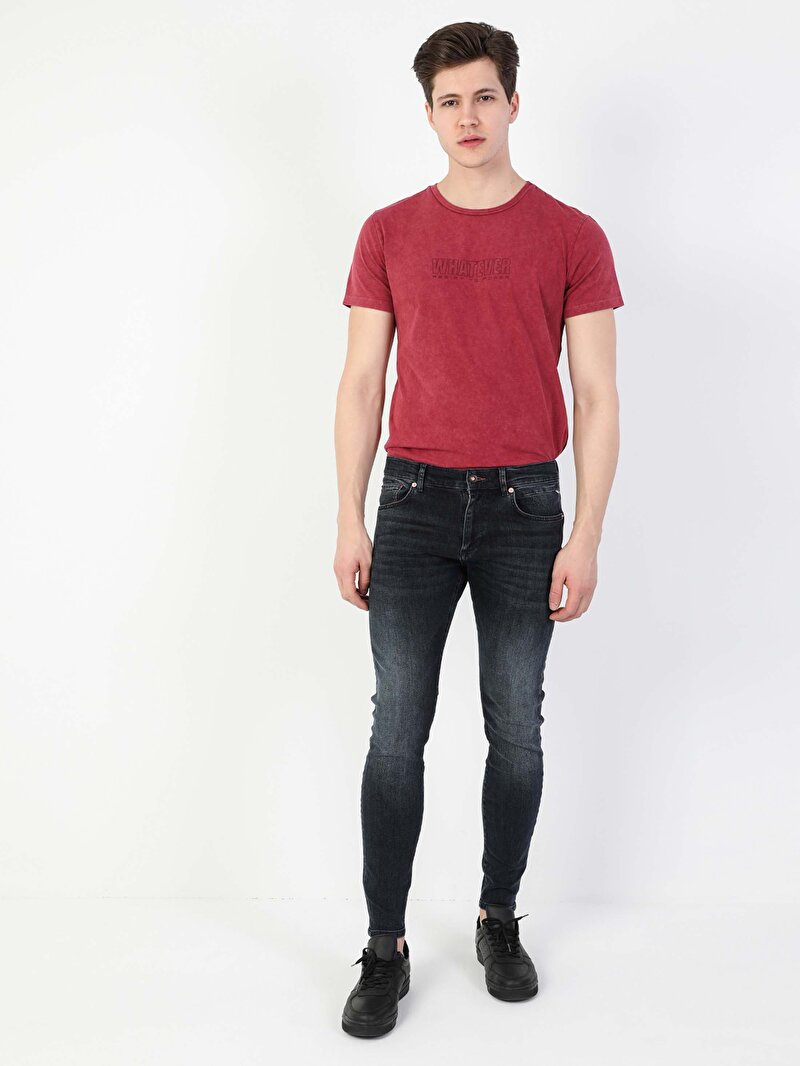 Afișați detalii pentru Pantaloni De Barbati Albastru Skinny Fit 040 Alex Cl1049561