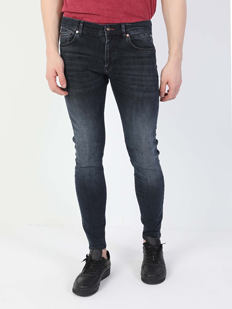 Afișați detalii pentru Pantaloni De Barbati Albastru Skinny Fit 040 Alex Cl1049561