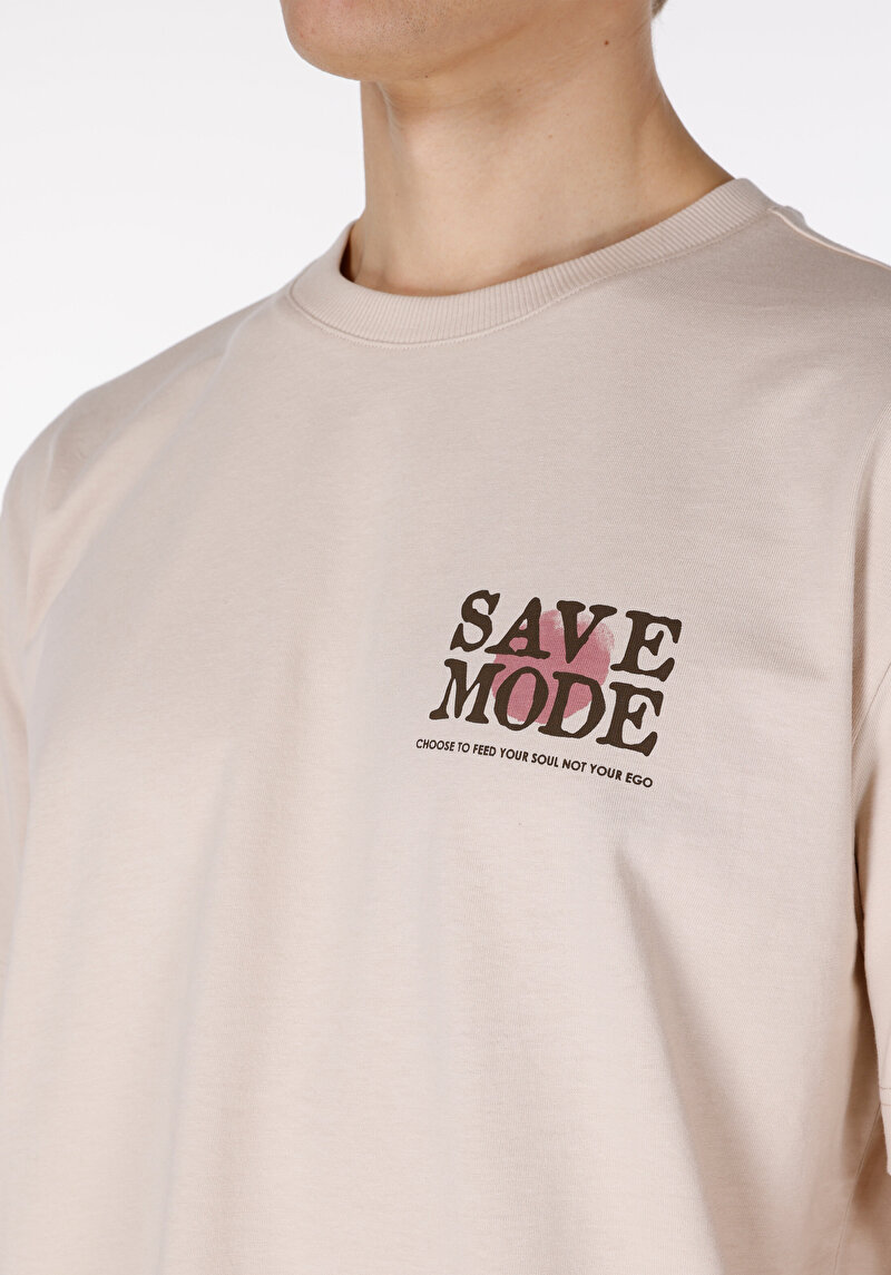 Imagine a Comfort Fit Round Neck Drept Bărbați Bej Tricou Cu Mânecă Scurtă