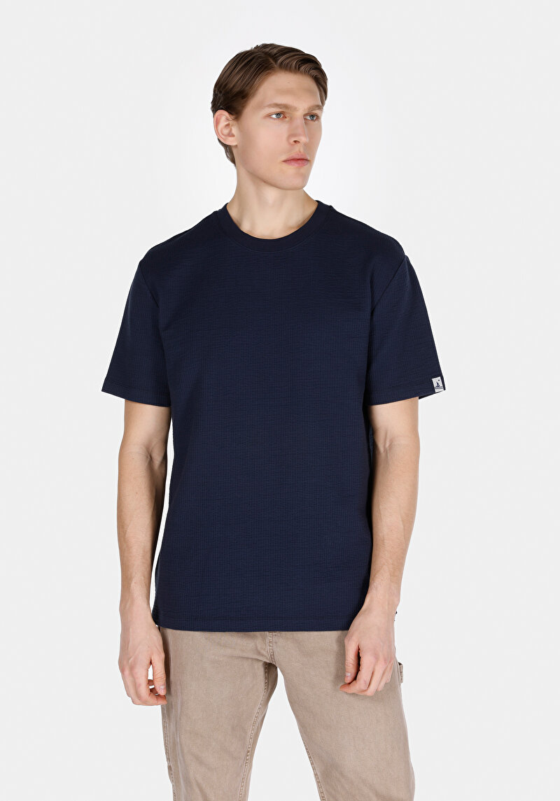 Imagine a Tricou Cu Maneca Scurta De Barbati Albastru Marin Comfort Fit  Cl1073378