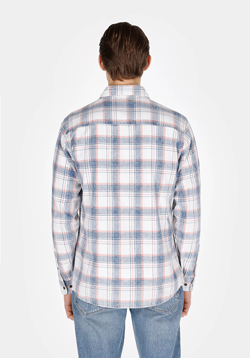 Afișați detalii pentru Cămașă Cu Gât În Carouri Cămașă Cu Mânecă Lungă Multicoloră Pentru Bărbați