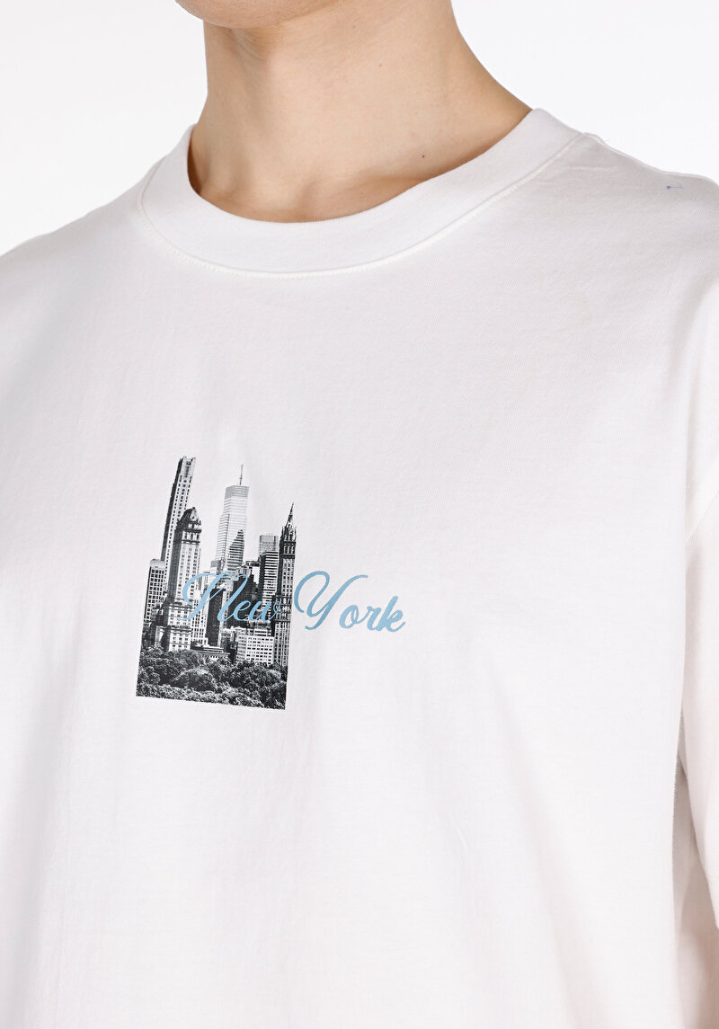 Imagine a Comfort Fit Round Neck Drept Bărbați Alb Short Tricou Cu Mânecă Scurtă