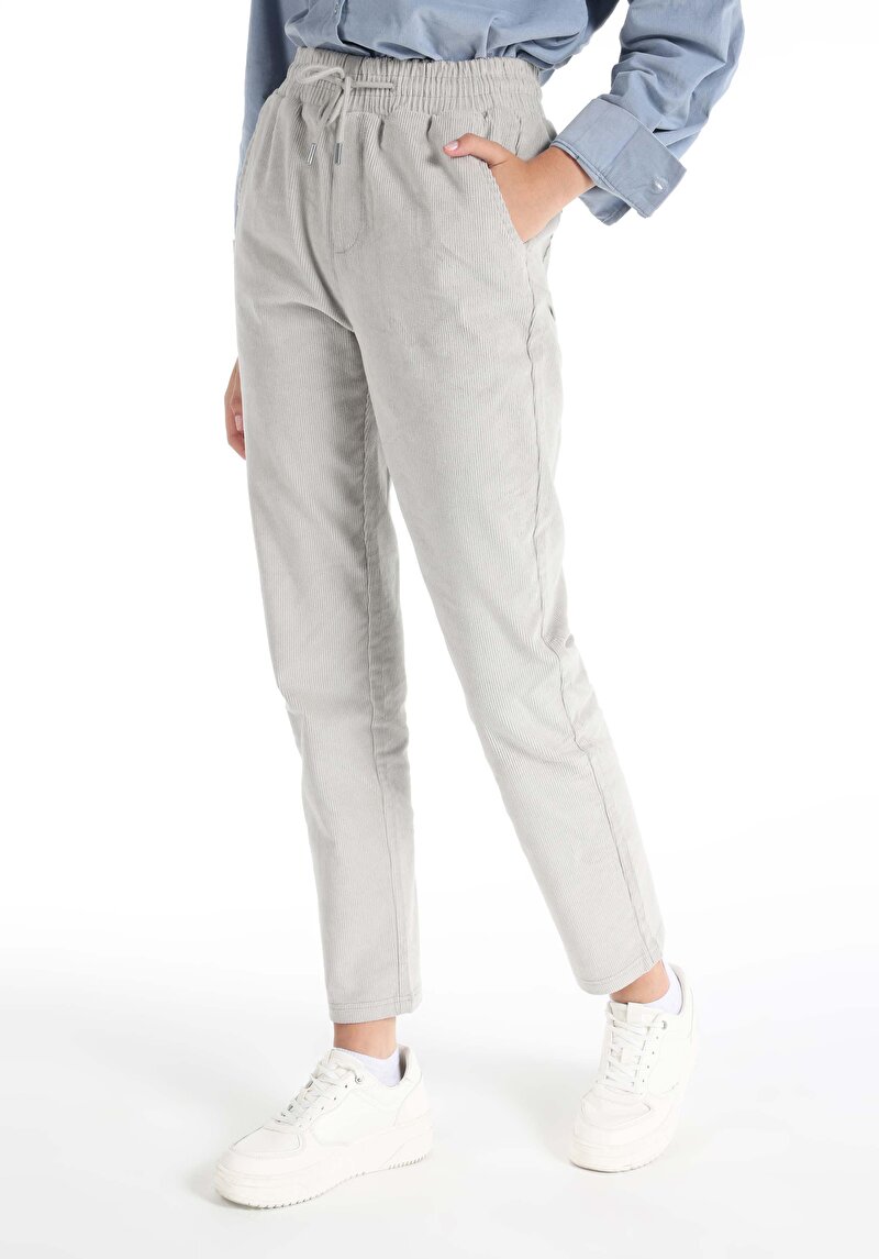 Imagine a Regular Fit Talie Înaltă Picior Drept Pantaloni Gri Pentru Femei