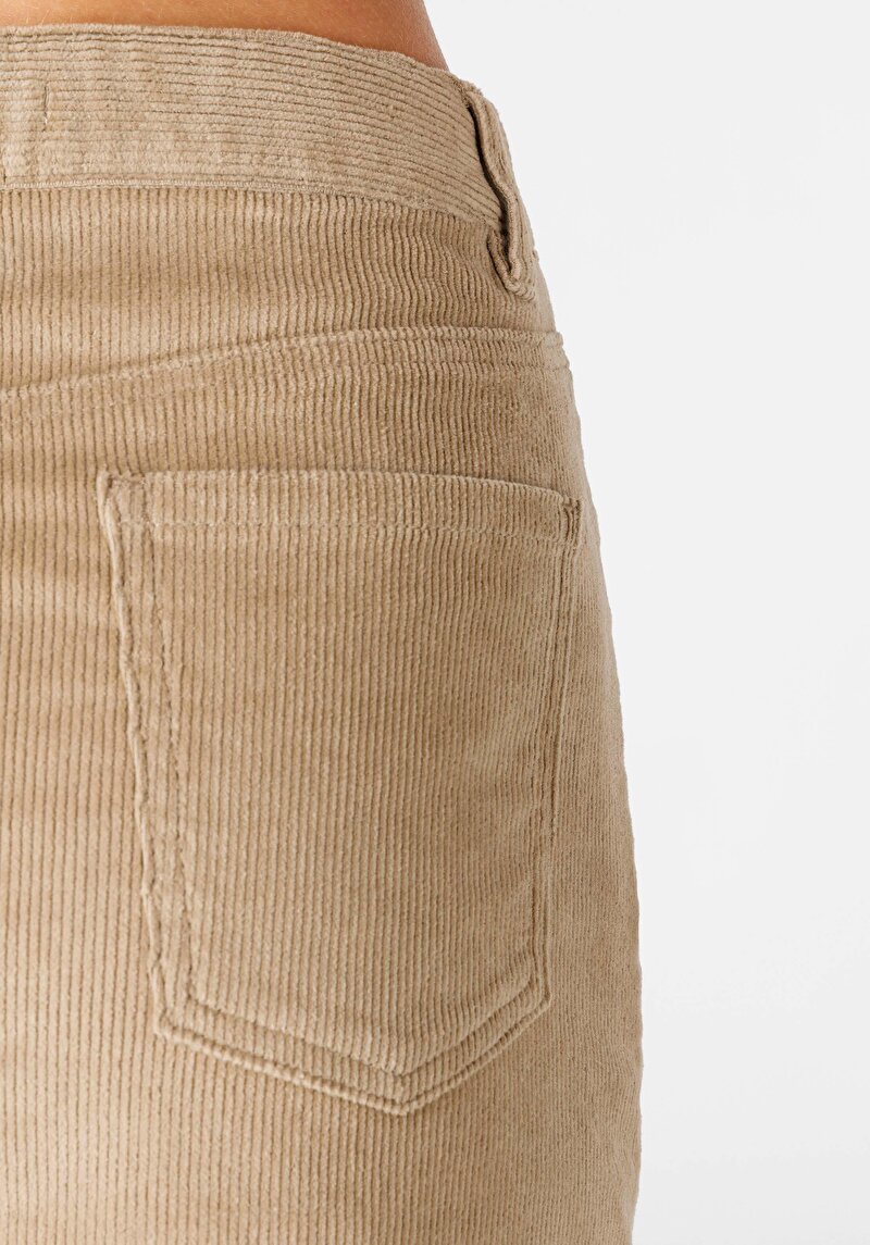 Afișați detalii pentru Fusta Midi Dreapta Cu Fermoar Fusta Bej Pentru Femei