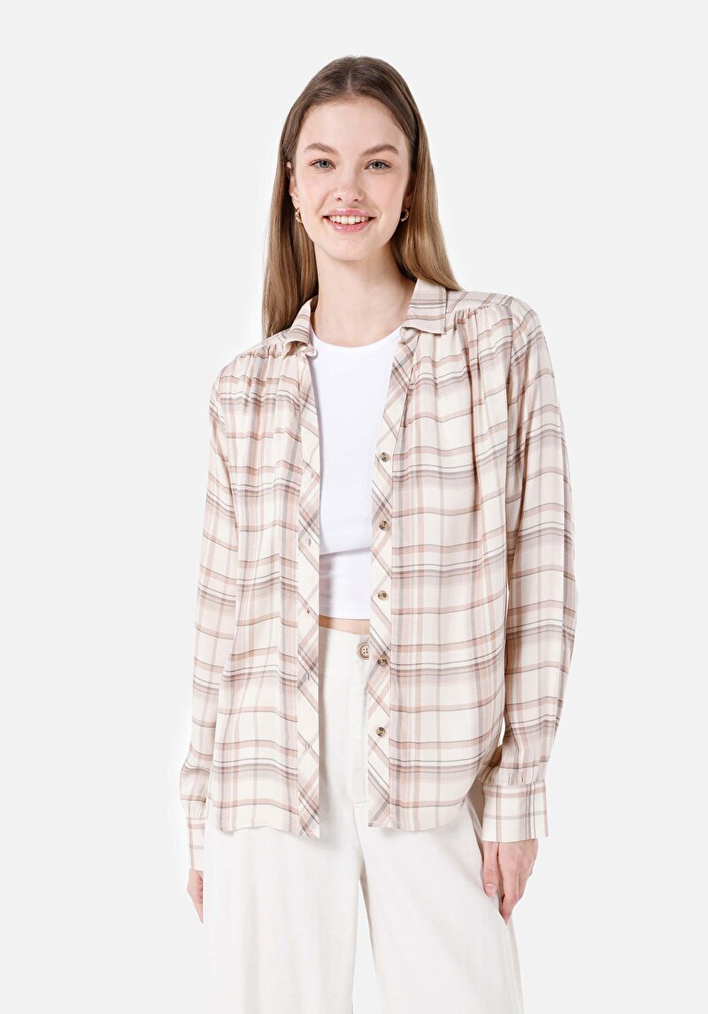 Imagine a Cămașă Regular Fit Cămașă Cu Mânecă Lungă Bej Pentru Femei