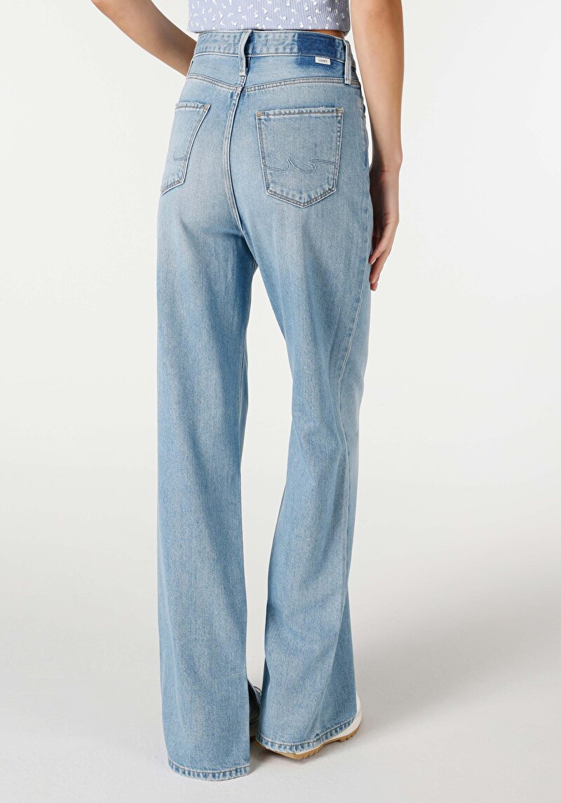 Imagine a Regular Fit Talie Înaltă Picior Larg Blugi Din Denim Pentru Femei