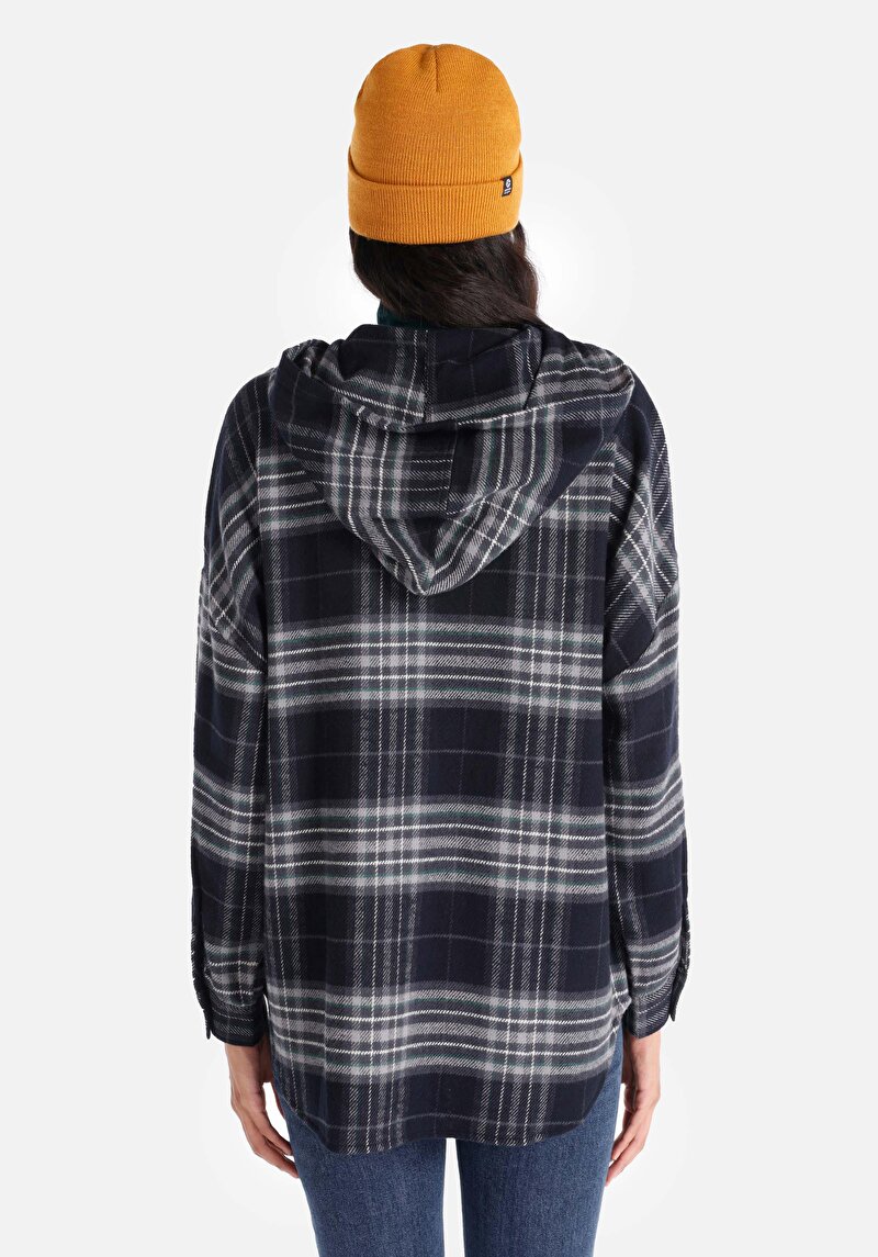 Imagine a Regular Fit Hooded Plaid Cămașă Cu Mânecă Lungă Antracit Pentru Femei