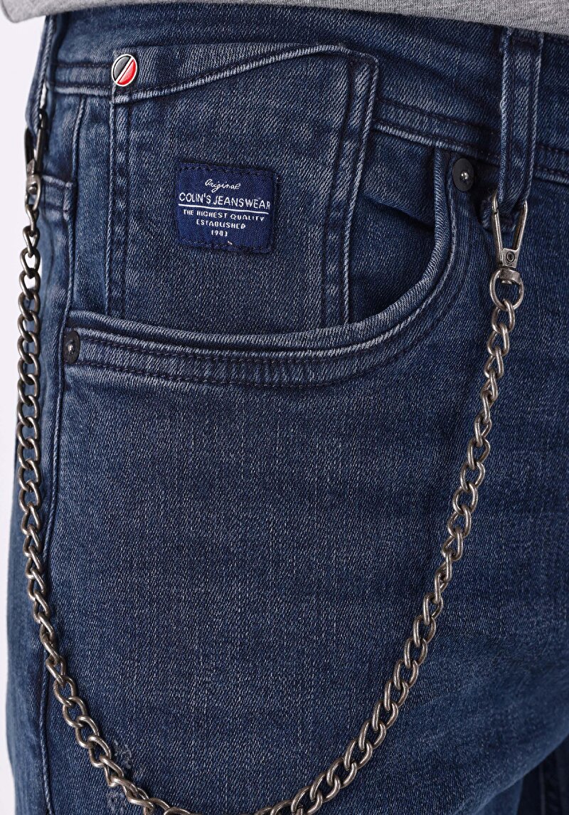 Afișați detalii pentru Slim Fit Talie Joasă Picior Îngust Blugi İndigo Închis Pentru Bărbați