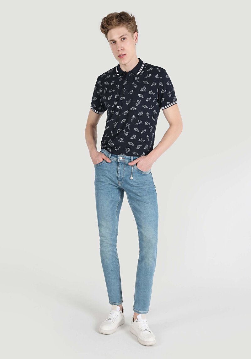 Imagine a Pantaloni De Barbati Albastru Slim Fit 041 Danny Cl1064343