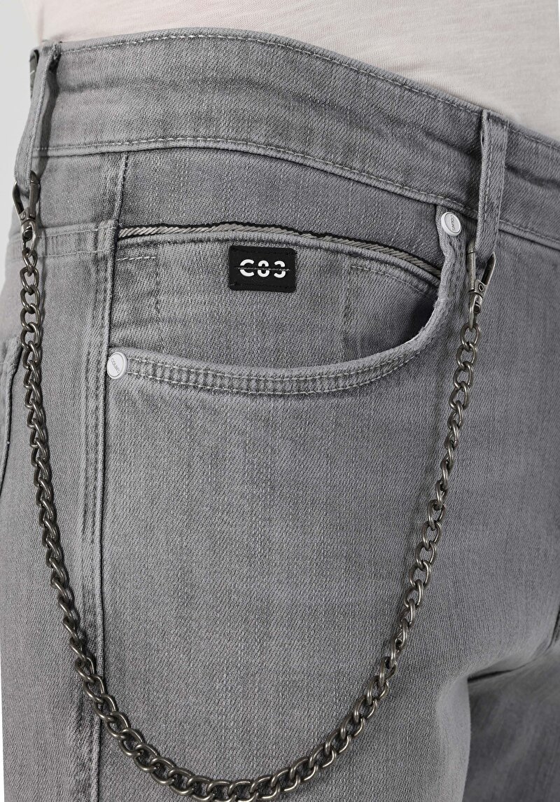 Afișați detalii pentru Slim Fit Talie Joasă Picior Îngust Blugi Gri Pentru Bărbați