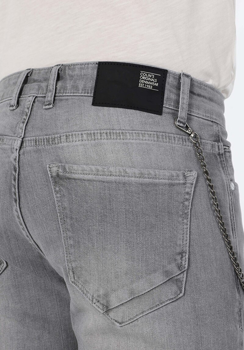 Afișați detalii pentru Slim Fit Talie Joasă Picior Îngust Blugi Gri Pentru Bărbați