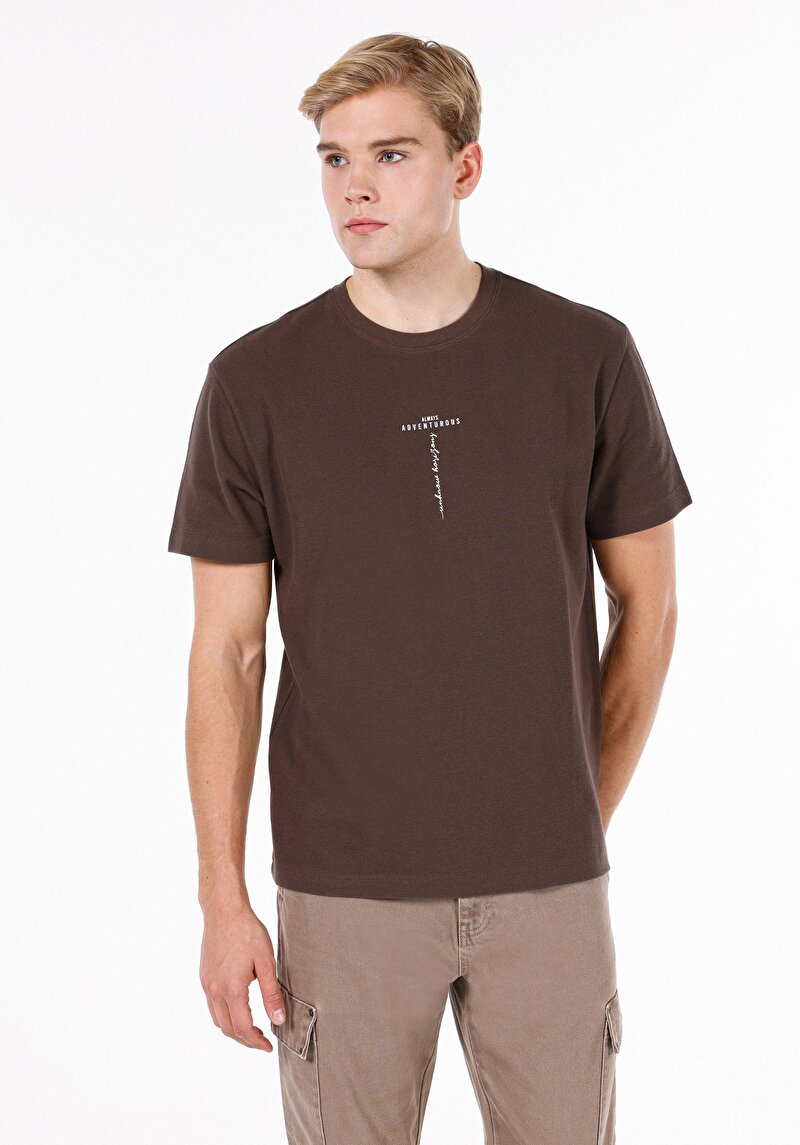 Imagine a Tricou Cu Maneca Scurta De Barbati Maro Comfort Fit  Cl1072057