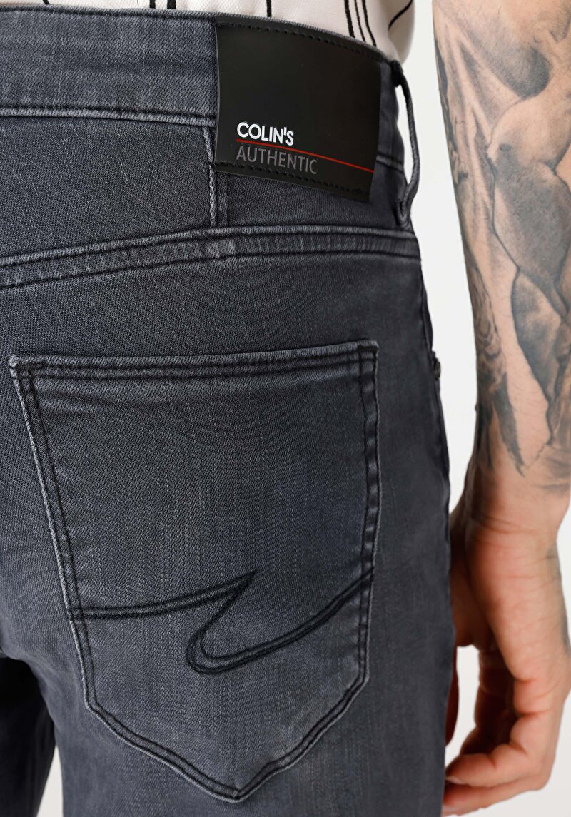 Afișați detalii pentru Blugi Negri Pentru Bărbați Cu Talie Joasă Și Talie İngustă Slim Fit