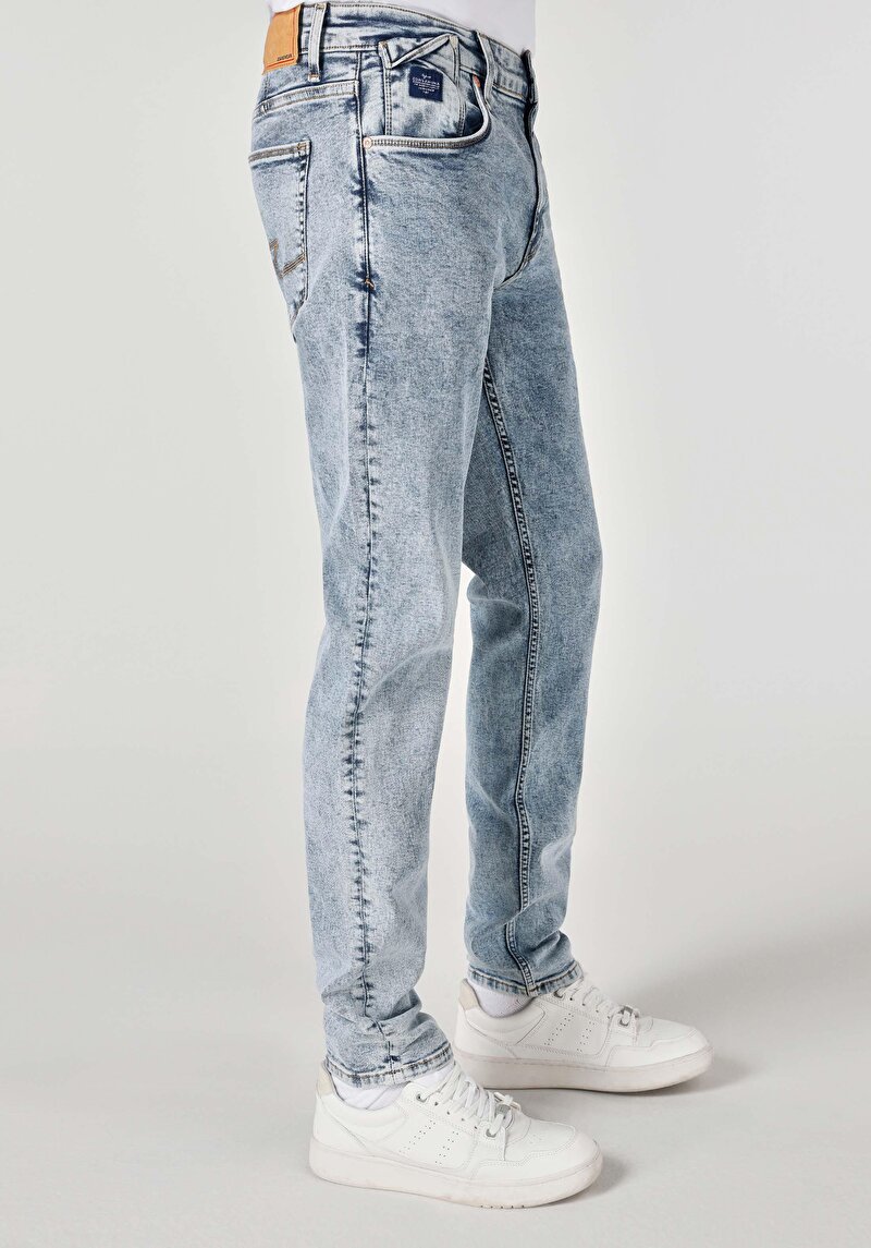 Afișați detalii pentru Slim Fit Talie Joasă Picior Îngust Blugi İndigo Pentru Bărbați