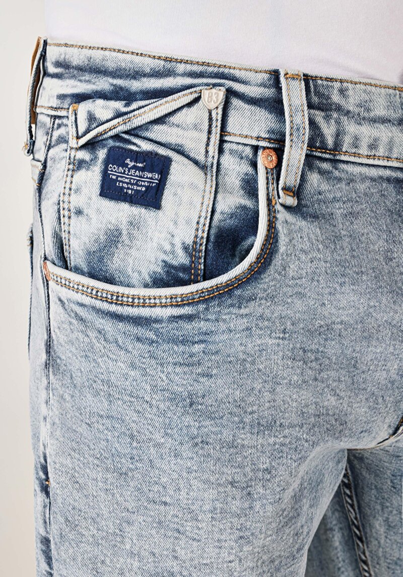 Afișați detalii pentru Slim Fit Talie Joasă Picior Îngust Blugi İndigo Pentru Bărbați