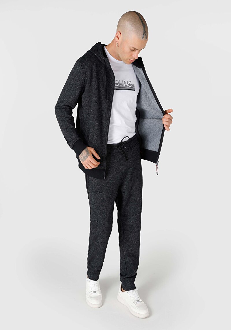 Imagine a Pantaloni De Trening Slim Fit Mid Waist Straight Pentru Bărbați Antracit