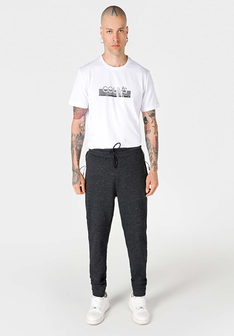 Imagine a Pantaloni De Trening Slim Fit Mid Waist Straight Pentru Bărbați Antracit