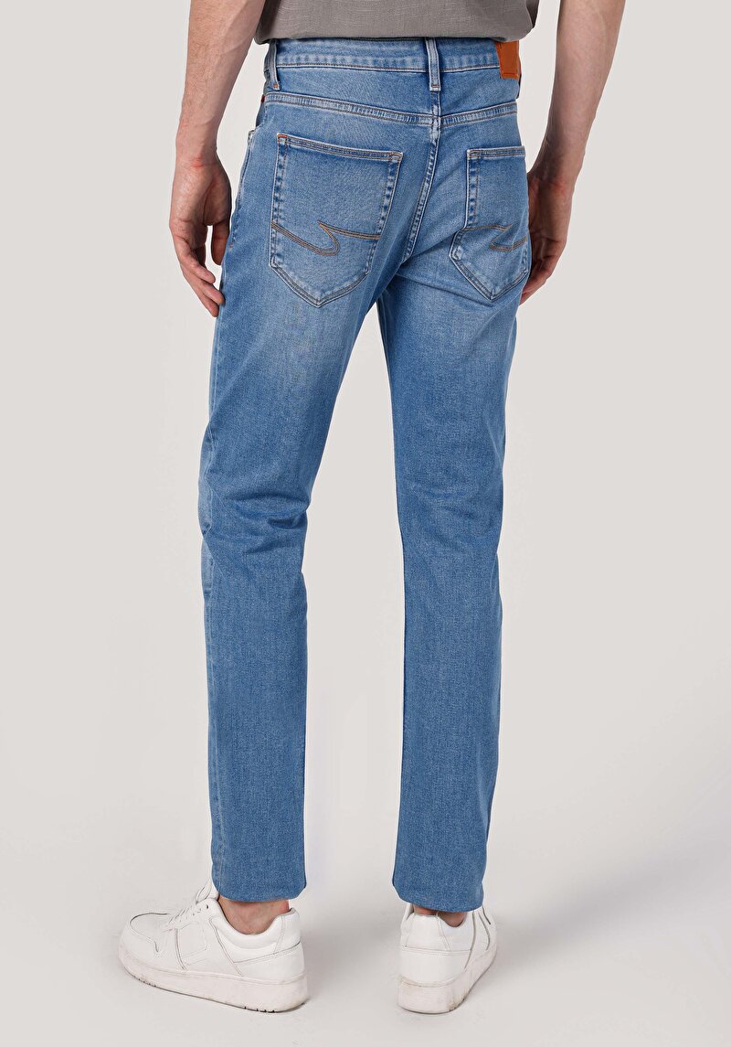 Imagine a Blugi İndigo Pentru Bărbați Cu Talie Dreaptă Cu Talie Dreaptă