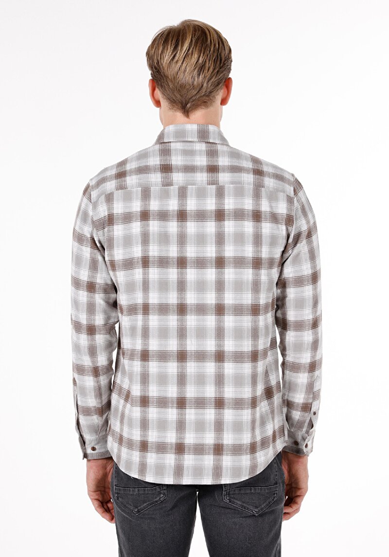 Imagine a Camasa Cu Maneca Lunga De Barbati Maro Regular Fit Cl1072091