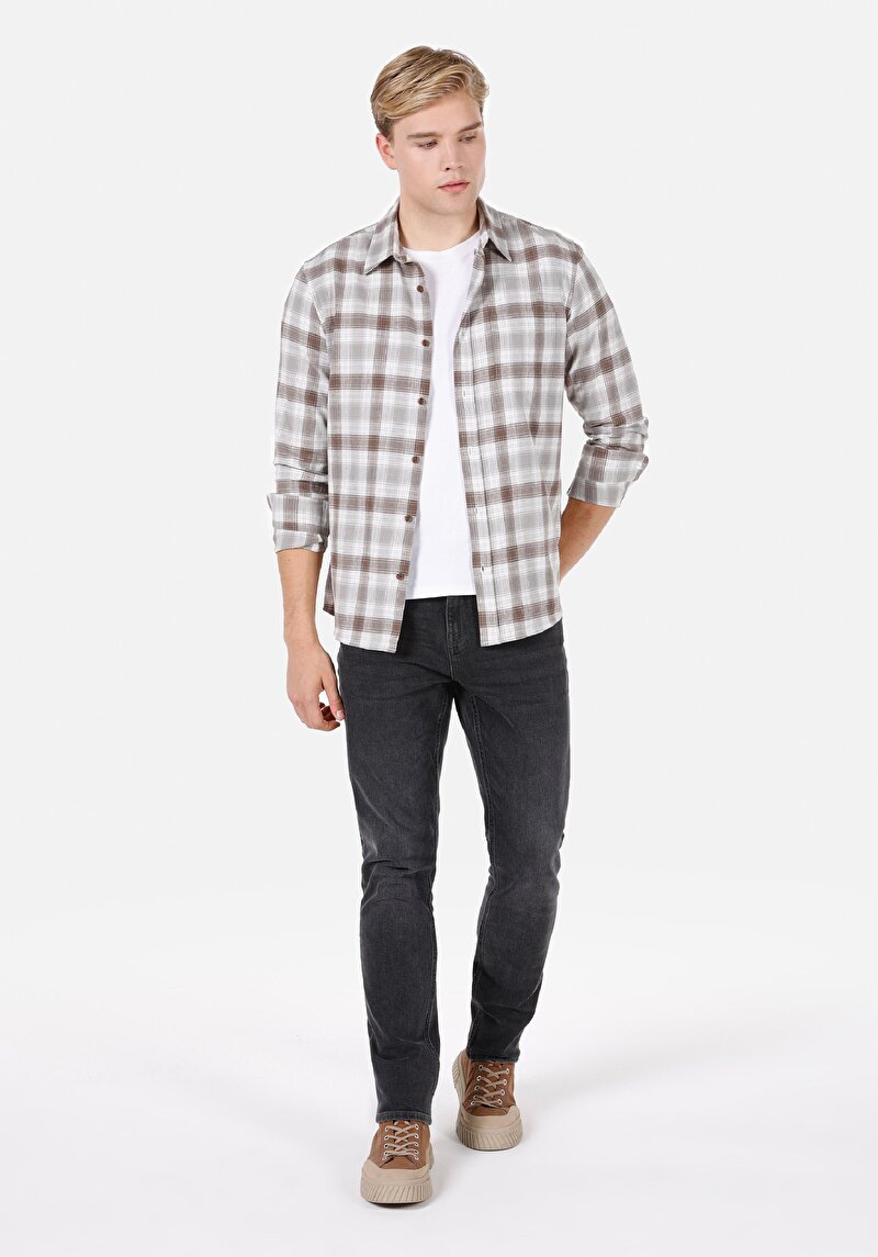 Afișați detalii pentru Camasa Cu Maneca Lunga De Barbati Maro Regular Fit  Cl1072091