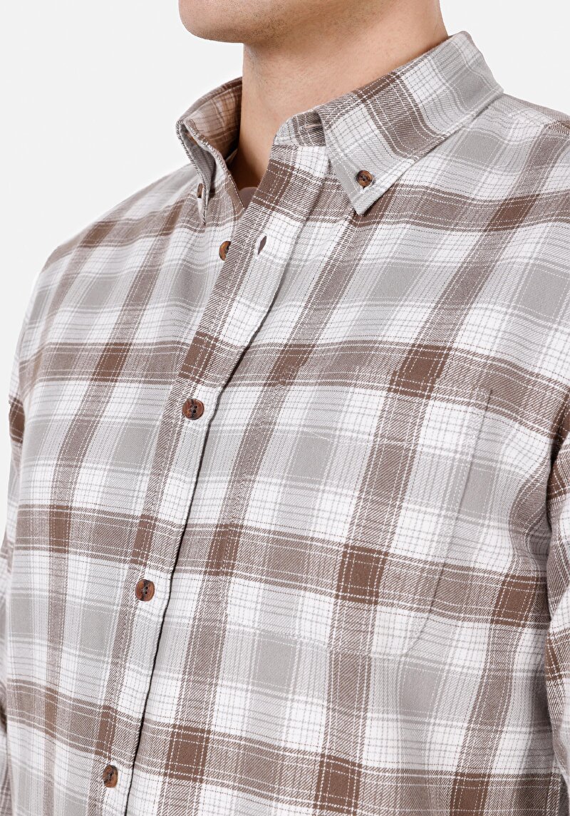 Afișați detalii pentru Camasa Cu Maneca Lunga De Barbati Maro Regular Fit  Cl1072091