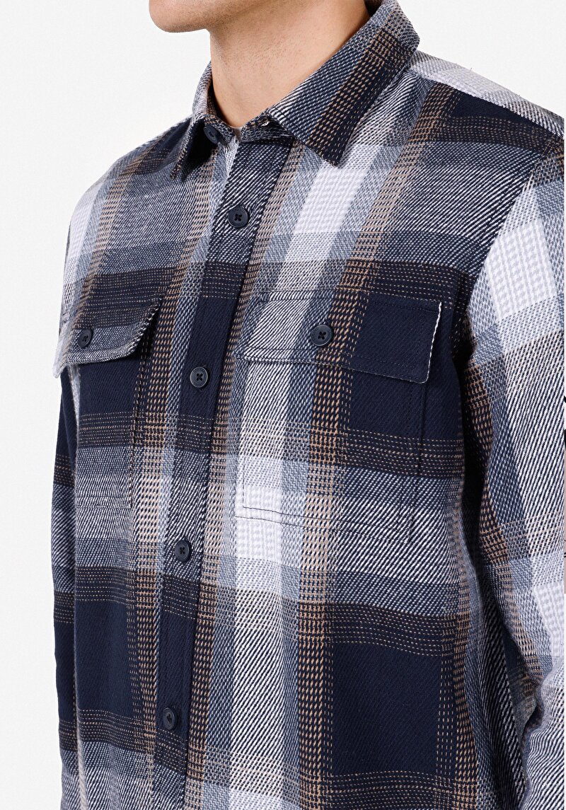 Imagine a Camasa Cu Maneca Lunga De Barbati Albastru Marin Comfort Fit Cl1072095