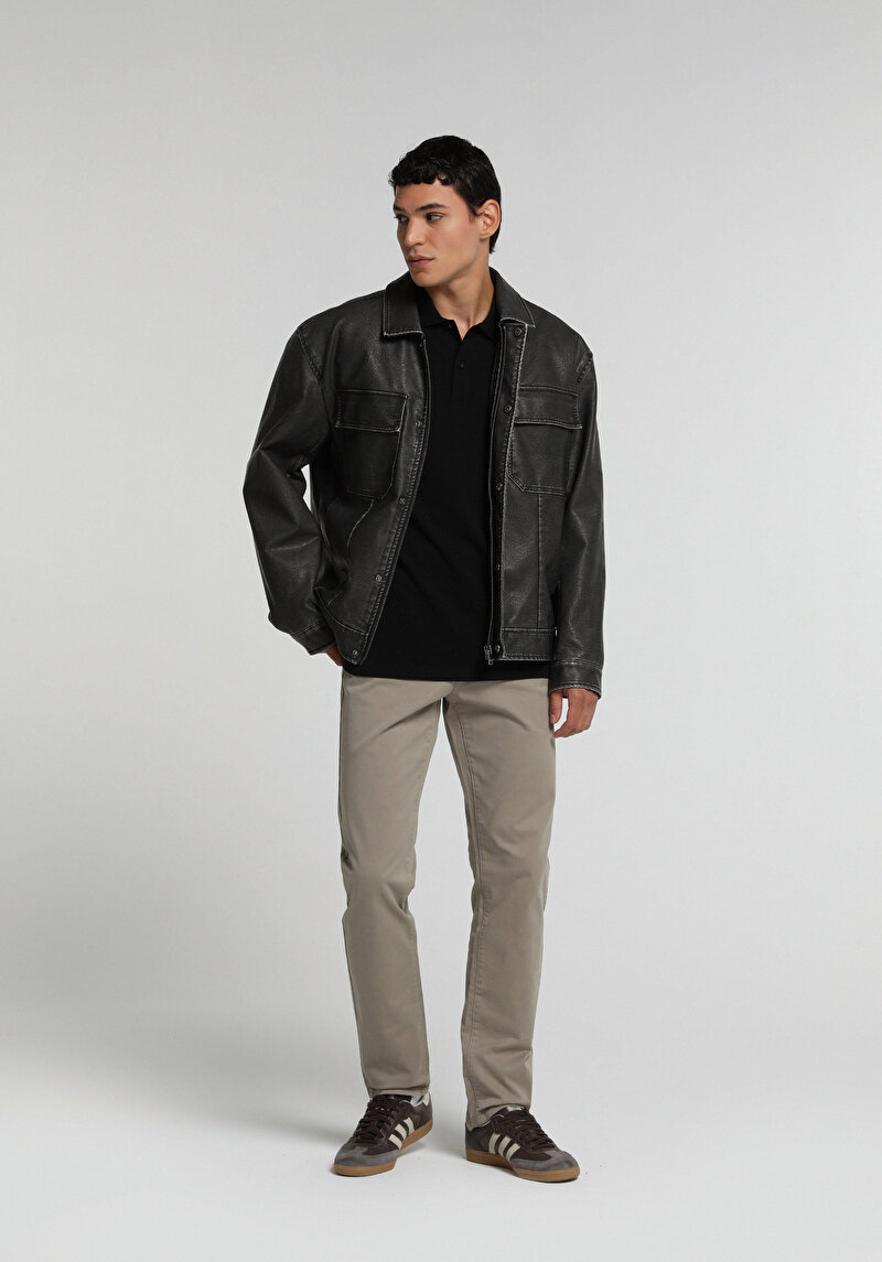 Imagine a Pantaloni De Barbati Bej Straight Fit Cl1049744