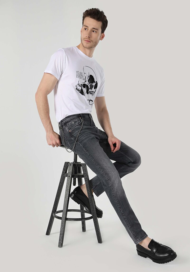 Imagine a Blugi Negri Pentru Bărbați Cu Talie Dreaptă Cu Talie Dreaptă