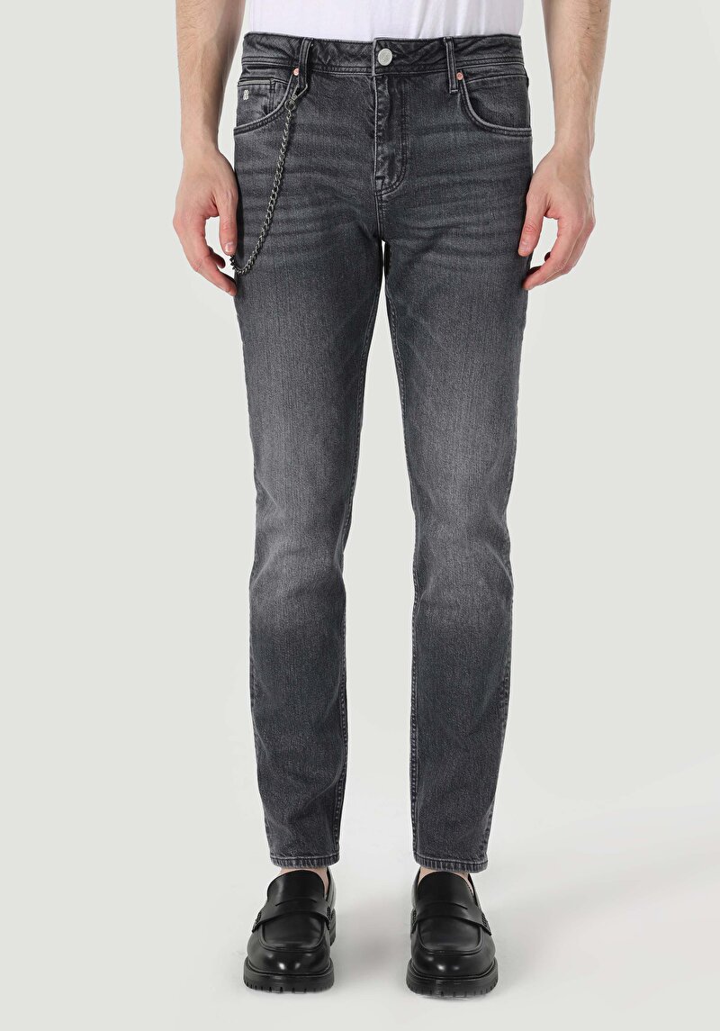 Imagine a Blugi Negri Pentru Bărbați Cu Talie Dreaptă Cu Talie Dreaptă