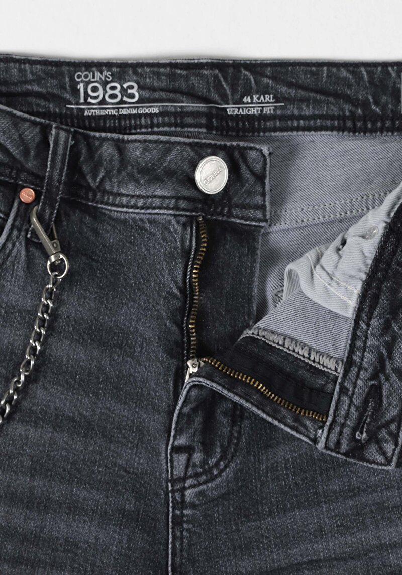 Afișați detalii pentru Blugi Negri Pentru Bărbați Cu Talie Dreaptă Cu Talie Dreaptă