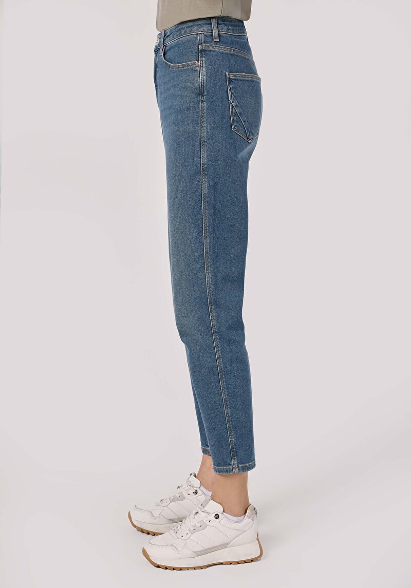 Imagine a Mom Fit Rising Waist Shrinking Leg Blugi İndigo Pentru Femei