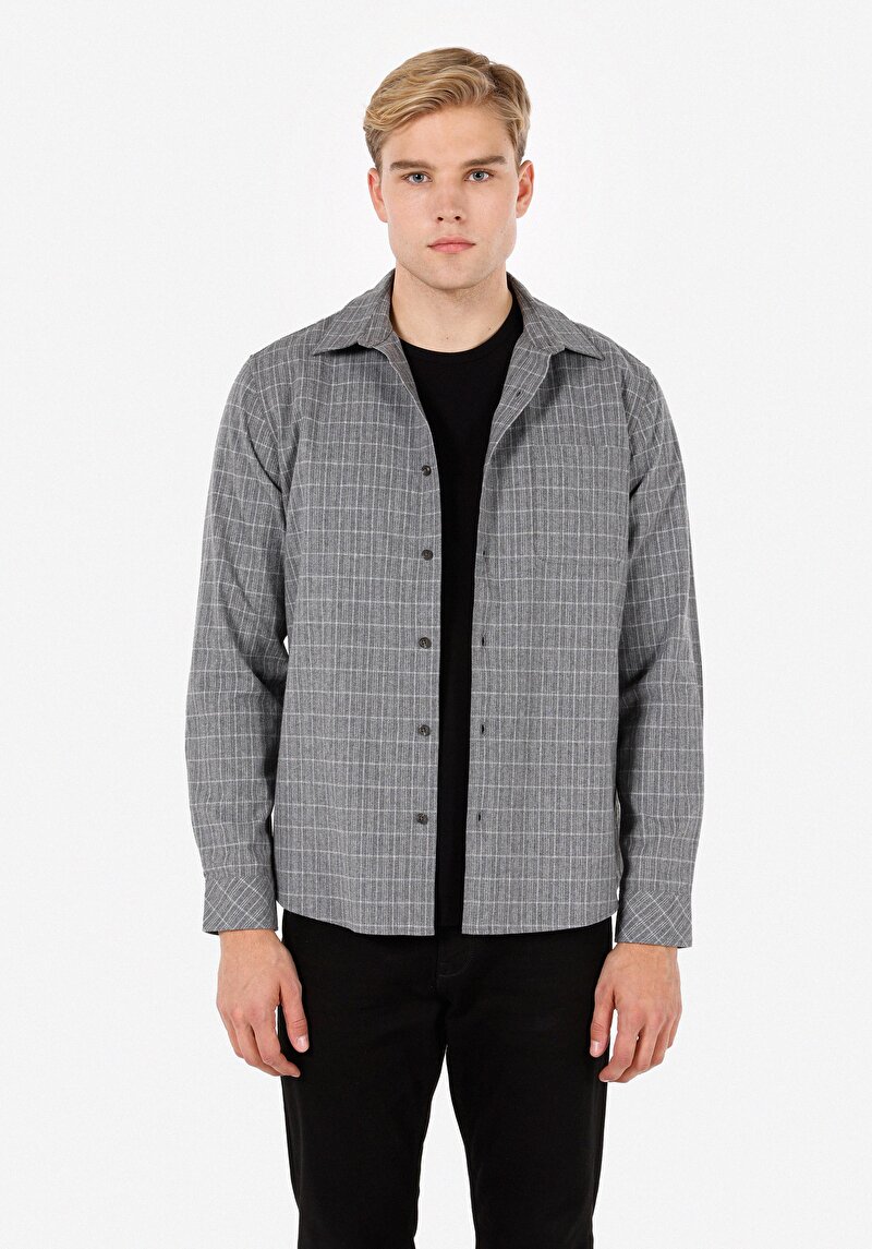 Imagine a Camasa Cu Maneca Lunga De Barbati Gri Regular Fit Cl1072113