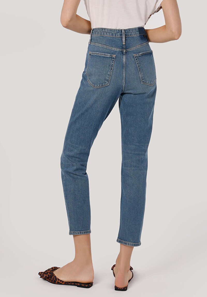 Afișați detalii pentru Slim Fit Rising Waist Shrinking Leg Blugi İndigo Pentru Femei