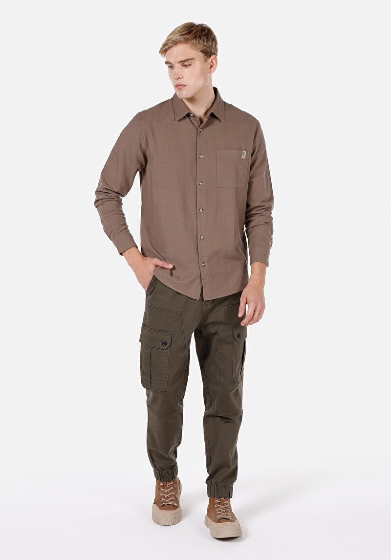 Afișați detalii pentru Camasa Cu Maneca Lunga De Barbati Bej Regular Fit  Cl1072116