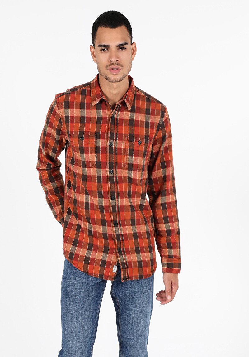 Imagine a Camasa Cu Maneca Lunga De Barbati Roşu Regular Fit  Cl1051388