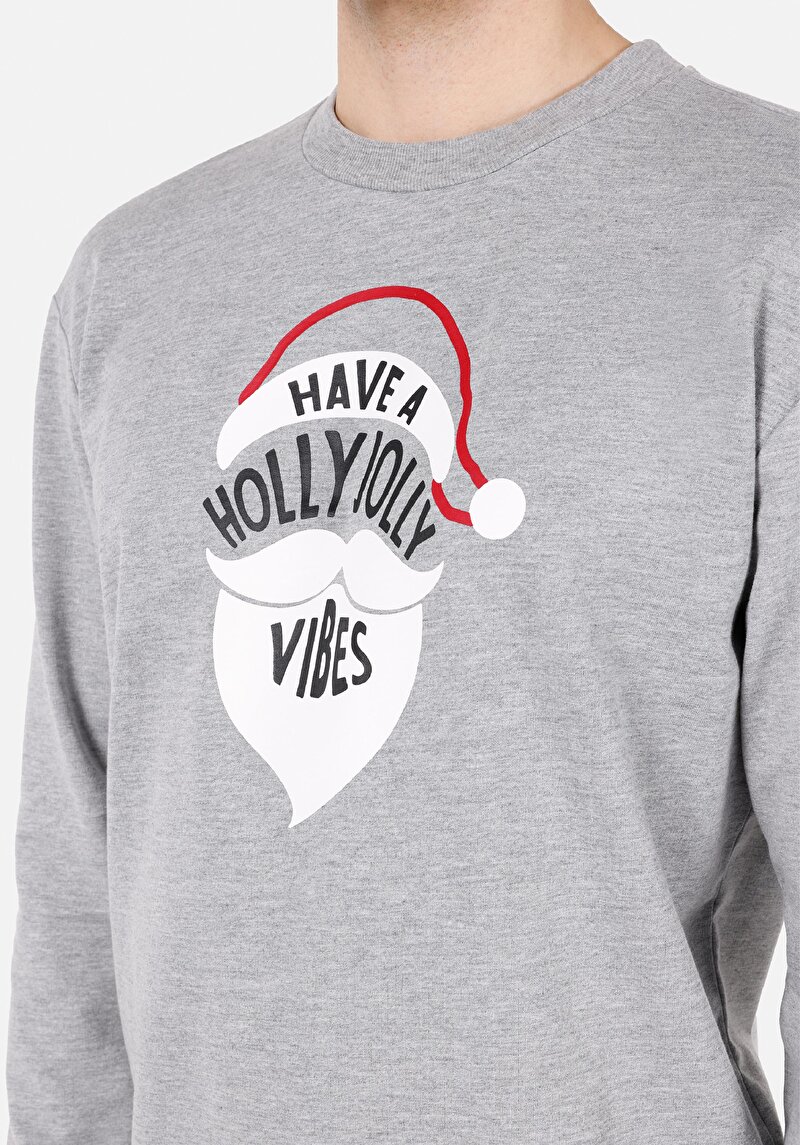 Imagine a Hanorac / Bluza De Barbati Gri Comfort Fit lungă imprimată Cl1072122