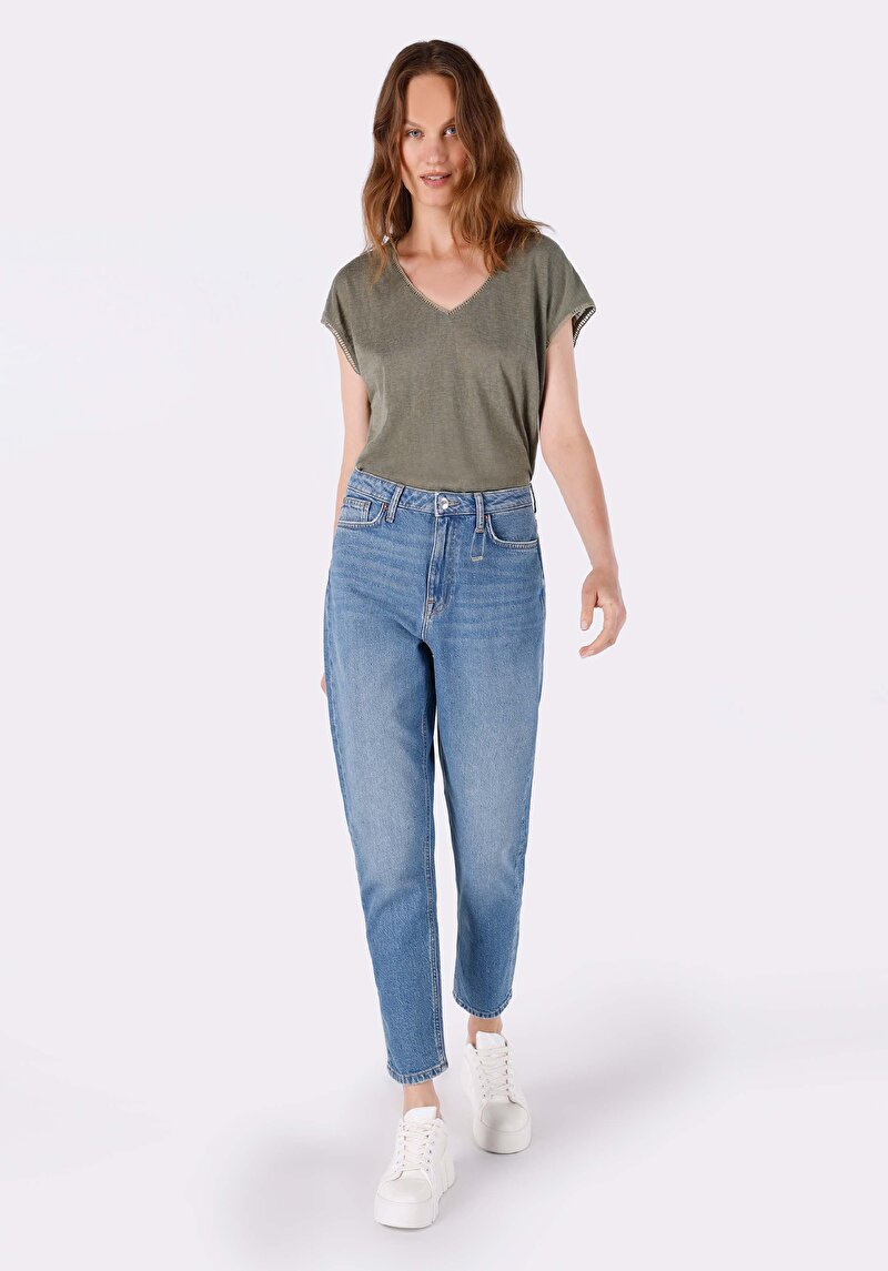 Imagine a Pantaloni De Dama Albastru Mom Fit 896  Maria Cl1064399