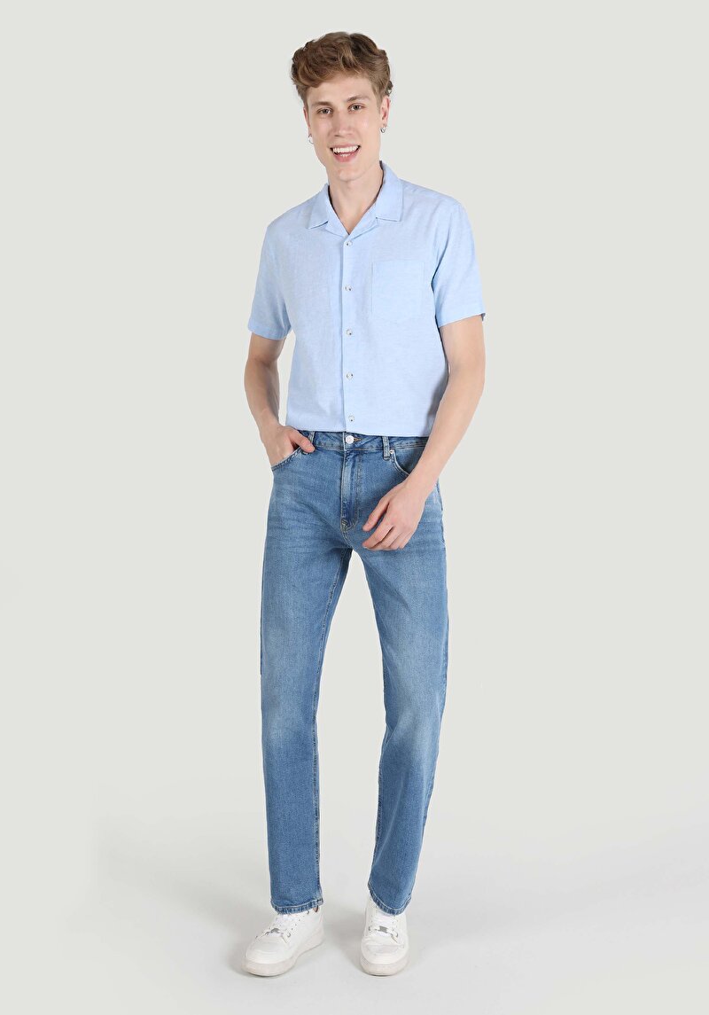 Imagine a Pantaloni De Barbati Albastru Regular Fit 045 David Cl1066104
