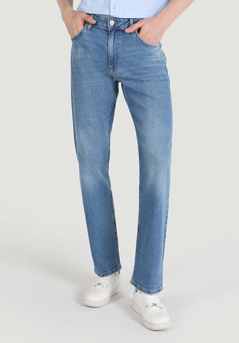 Afișați detalii pentru Pantaloni De Barbati Albastru Regular Fit 045 David Cl1066104