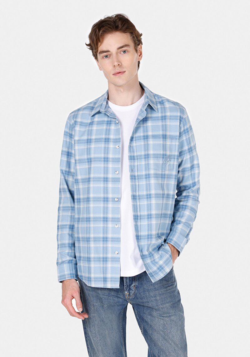 Imagine a Camasa Cu Maneca Lunga De Barbati Albastru Regular Fit Cl1072133