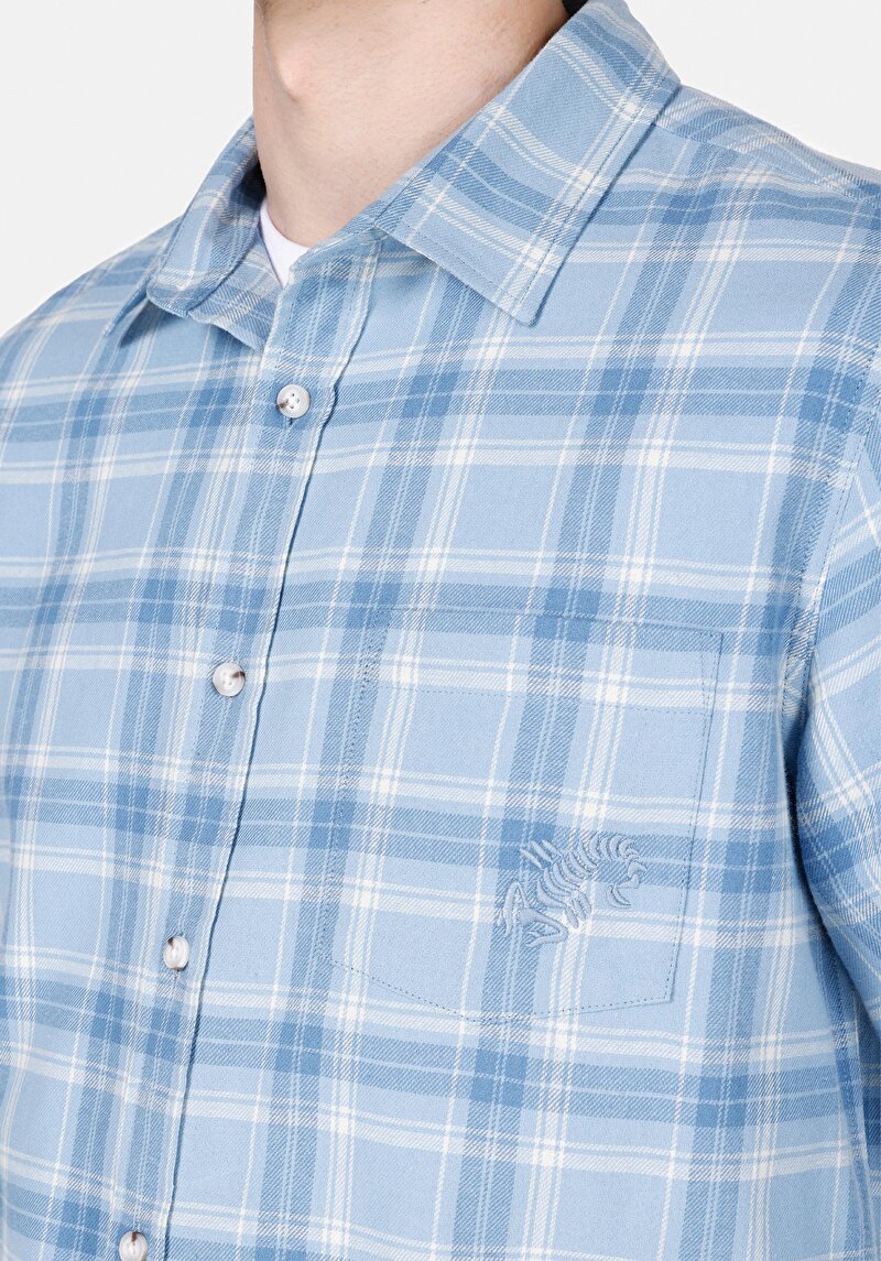 Imagine a Camasa Cu Maneca Lunga De Barbati Albastru Regular Fit Cl1072133