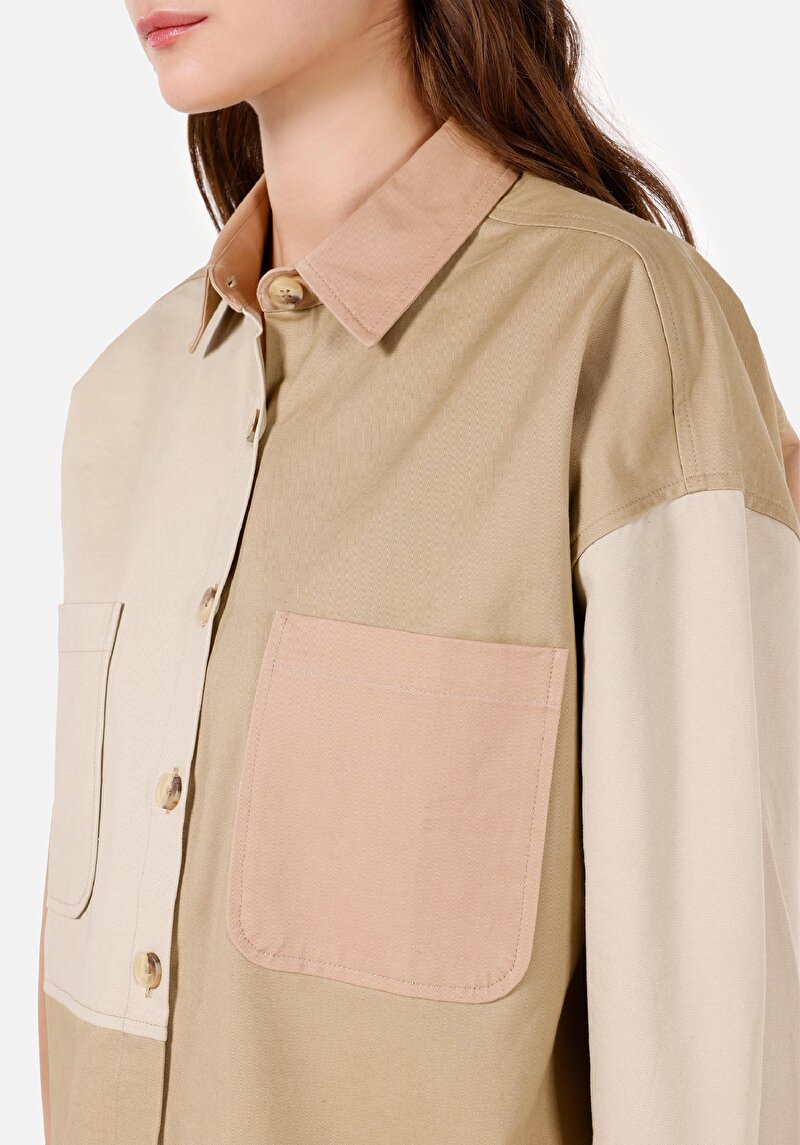 Afișați detalii pentru Cămașă Relax Fit Gât Drept Cămașă Verde Manșon Lung Pentru Femei