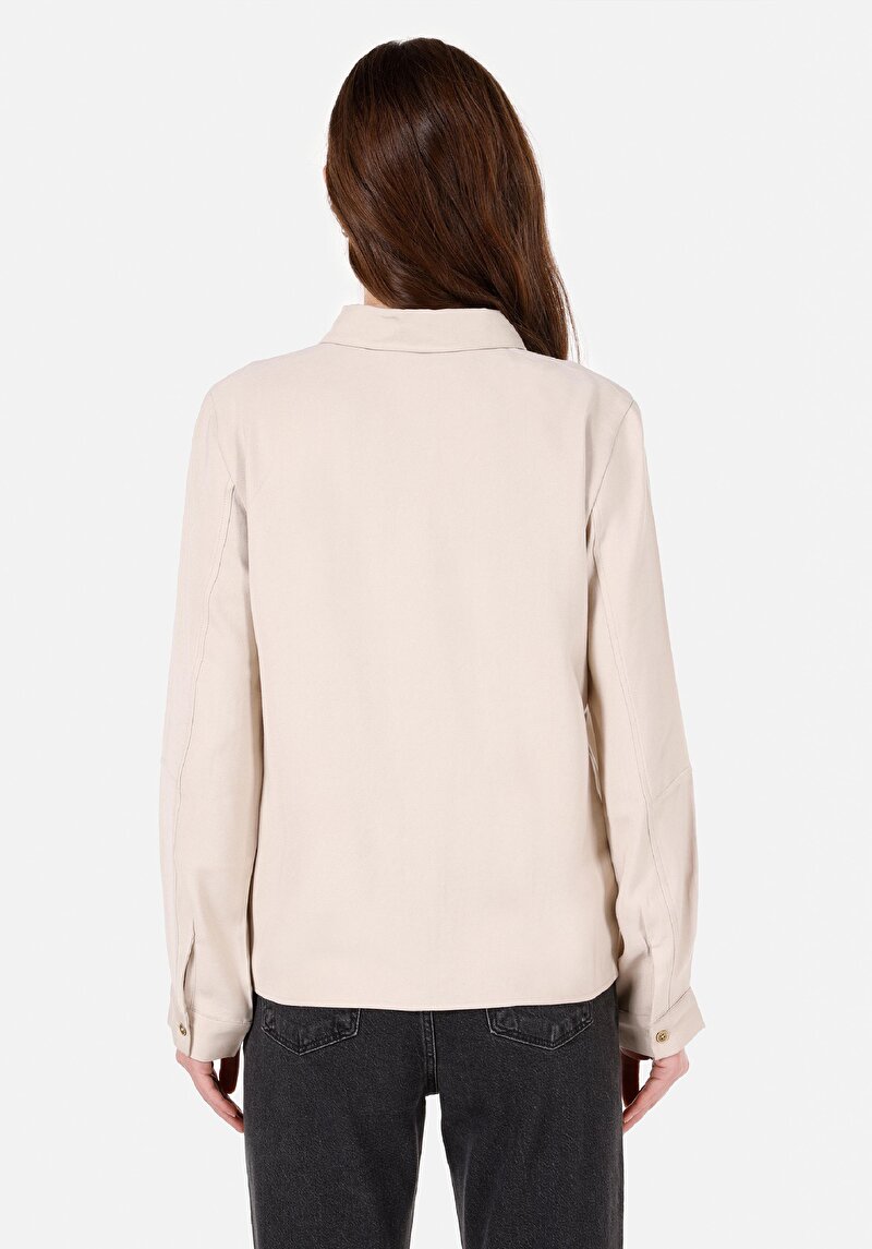 Imagine a Camasa Cu Maneca Lunga De Dama Bej Regular Fit Cl1072138