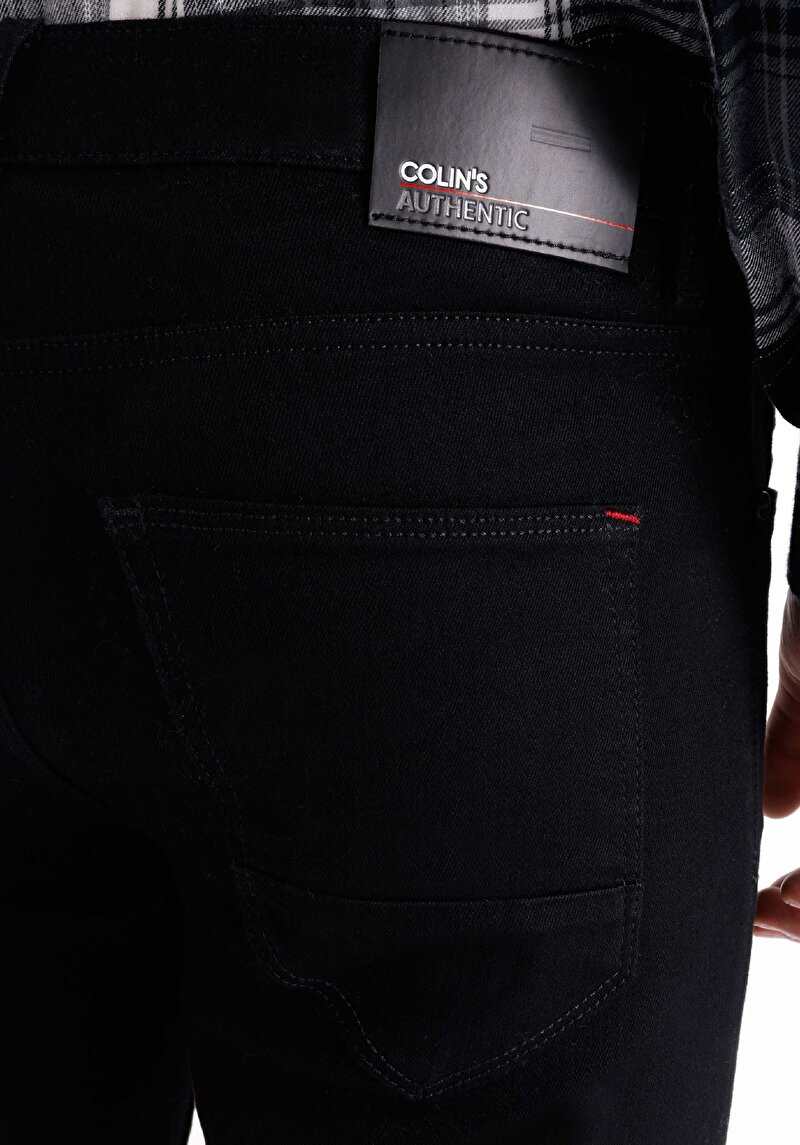 Afișați detalii pentru Skinny Fit Talie Joasă Picior Îngust Blugi Negri Pentru Bărbați