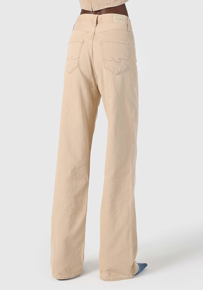 Imagine a Regular Fit Talie Înaltă Picior Larg Blugi Maro Deschis Pentru Femei