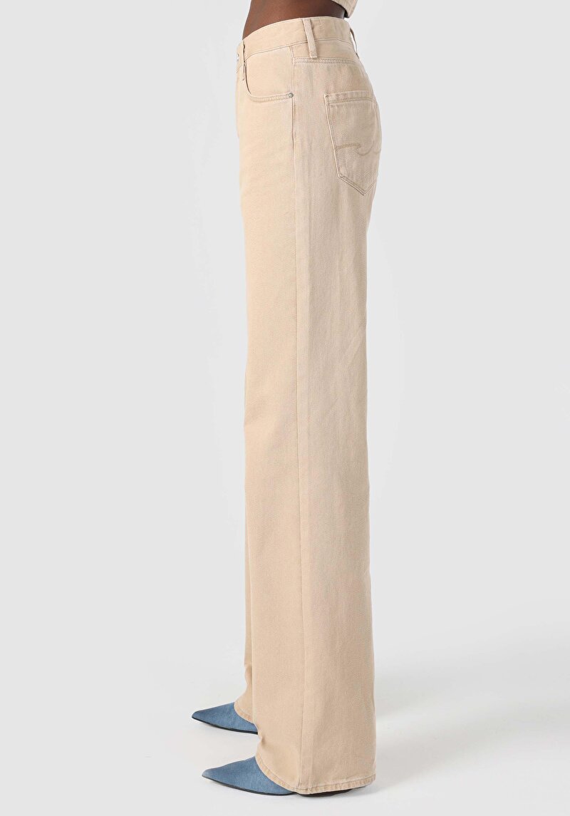 Afișați detalii pentru Regular Fit Talie Înaltă Picior Larg Blugi Maro Deschis Pentru Femei